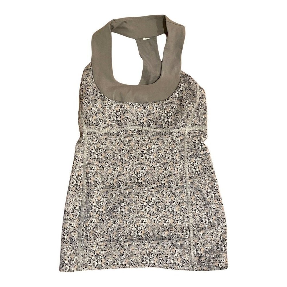 Lululemon Scoop Neck Tank Sleeveless Petite Fleur Grey Pink Racerback Women 4